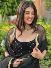 Jade Black Ring Work Strappy Chikankari Kurta Set (Set of 3)